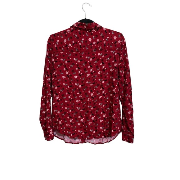 Christopher & Banks Snowflake And Scottie Dog Button Front Shirt Red Size M - Picture 3 of 6